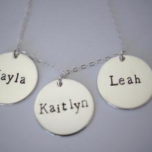 Personalized Sterling Silver Triple Disc Necklace..