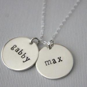 Personalized Sterling Silver Double Disc Necklace,..