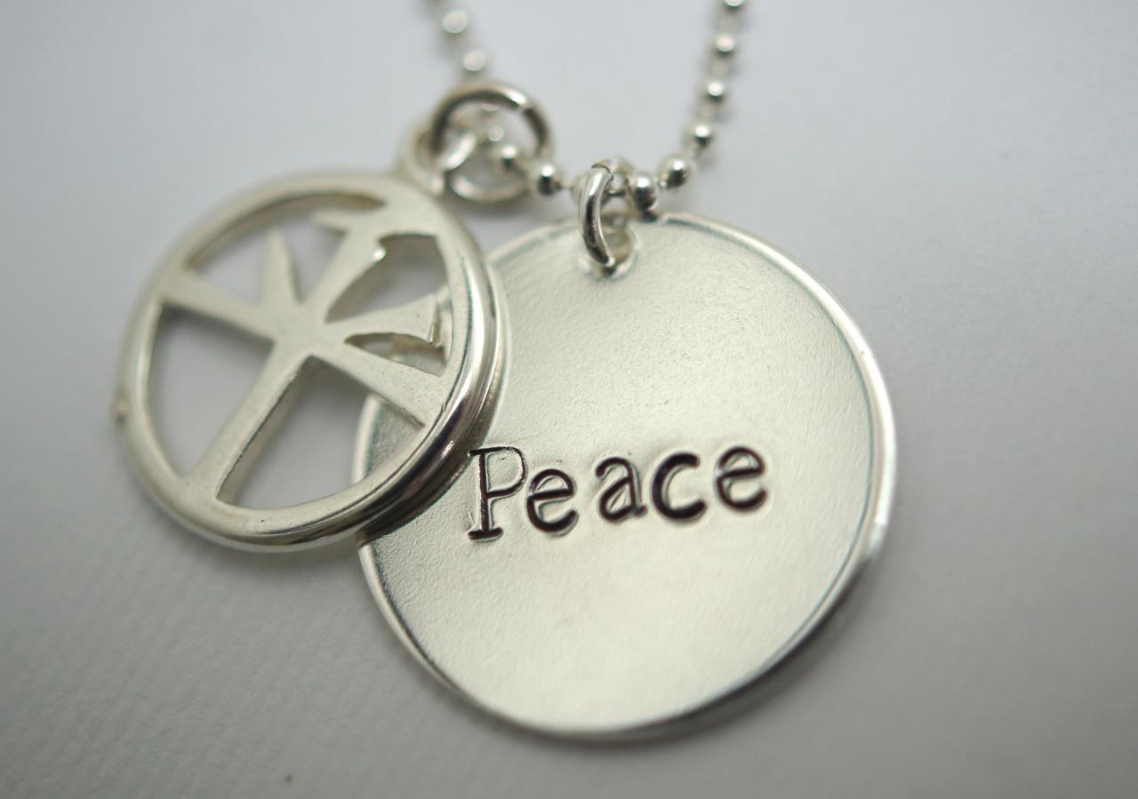 Sterling Silver Peace Necklace With Peace Symbol