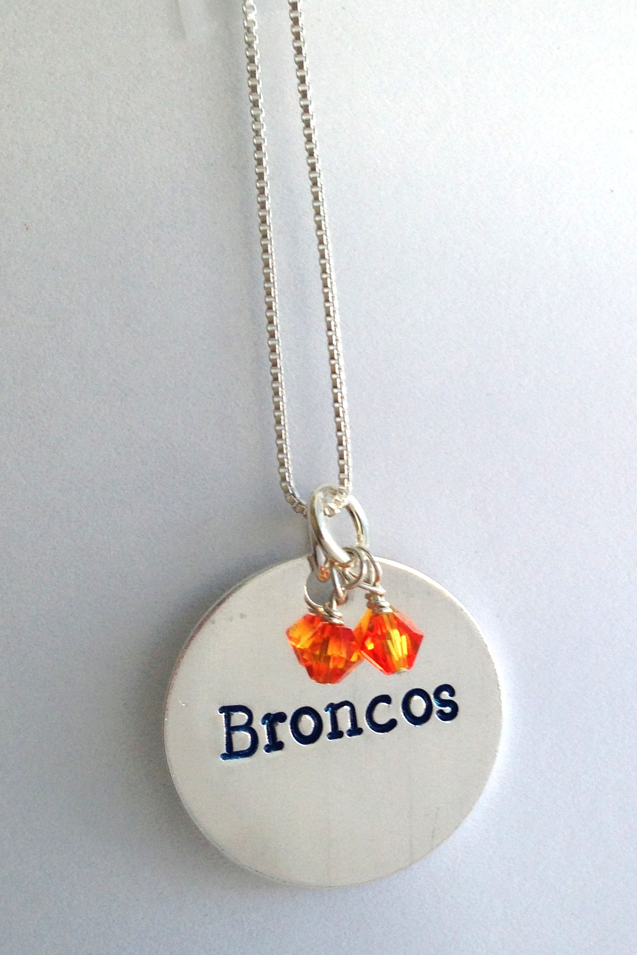 Sterling Silver Broncos Necklace